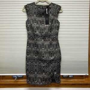 The Limited LTD NWT Gray Pink Patterned Luxe Collection Cap Sleeve Dress